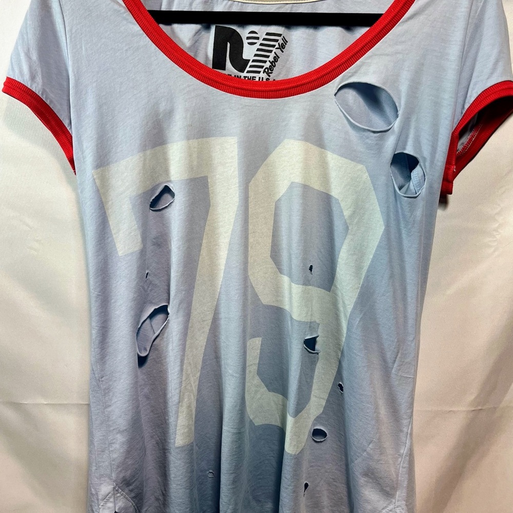 Rebel Yell Light Blue Distressed Tee
